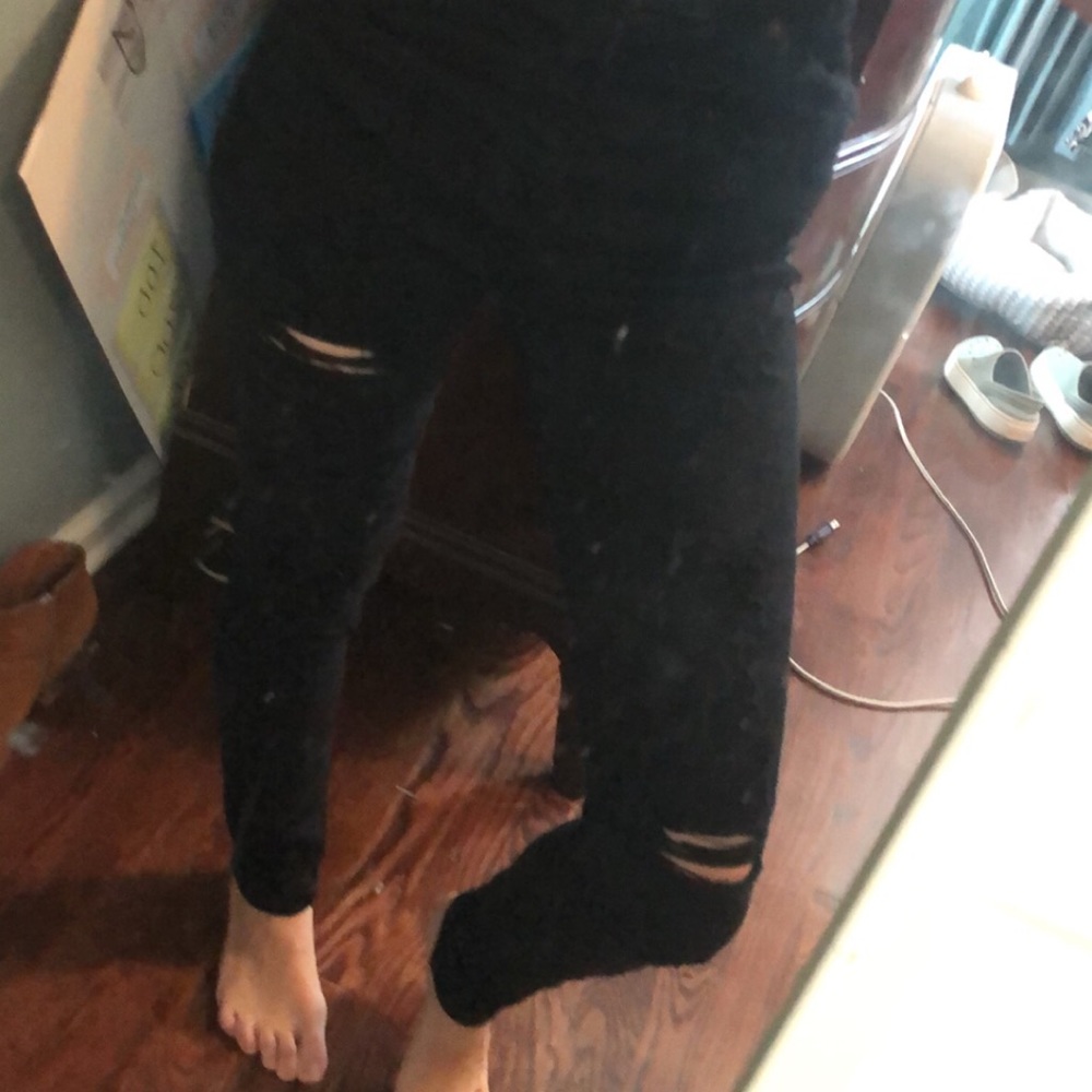 AGOLDE high waisted black ripped skinny jeans
